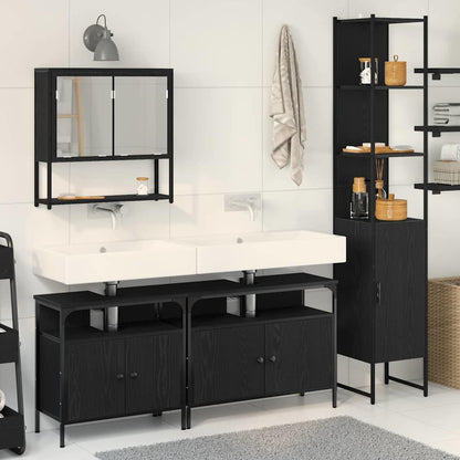 Bathroom Furniture Set 4 pcs Engineered Wood Black oak
