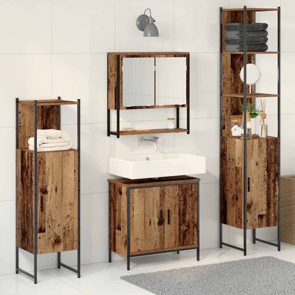 4 Piece Bathroom Furniture Set Engineered Wood Old wood