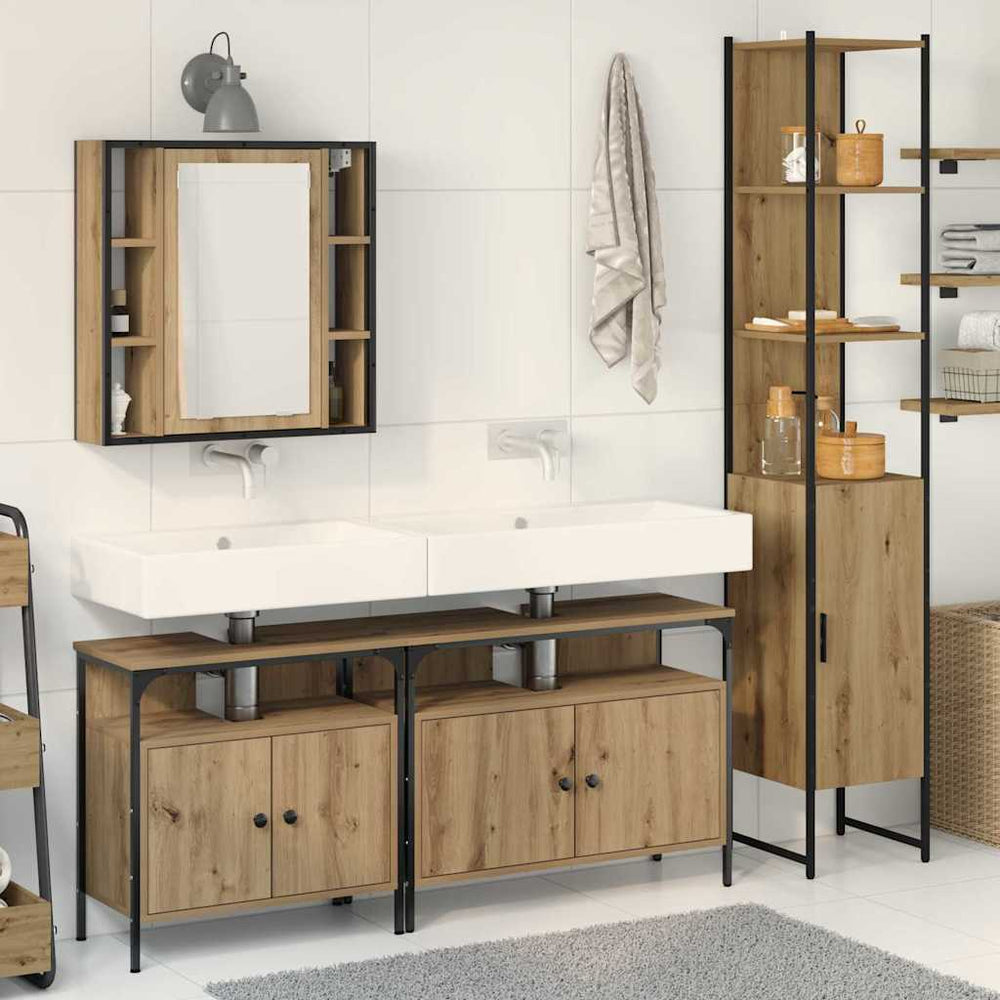 vidaXL 4 Piece Bathroom Cabinet Set Engineered Wood