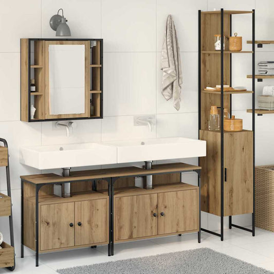 4 Piece Bathroom Cabinet Set Engineered Wood Artisan oak