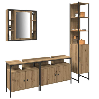 4 Piece Bathroom Cabinet Set Engineered Wood Artisan oak