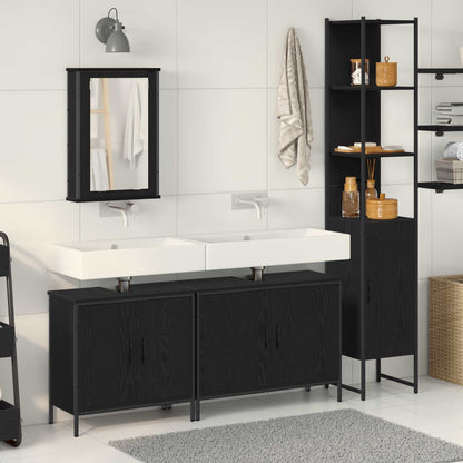 4 Piece Bathroom Furniture Set Engineered Wood Black oak
