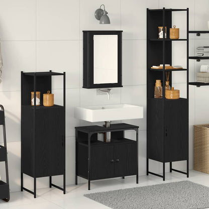 Bathroom Furniture Set 4 pcs Engineered Wood Black oak