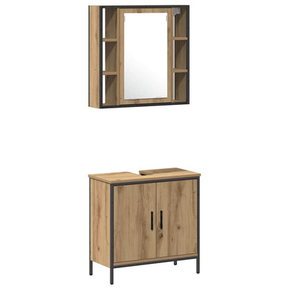 4 Piece Bathroom Cabinet Set Engineered Wood Artisan oak