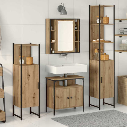 4 Piece Bathroom Cabinet Set Engineered Wood Artisan oak