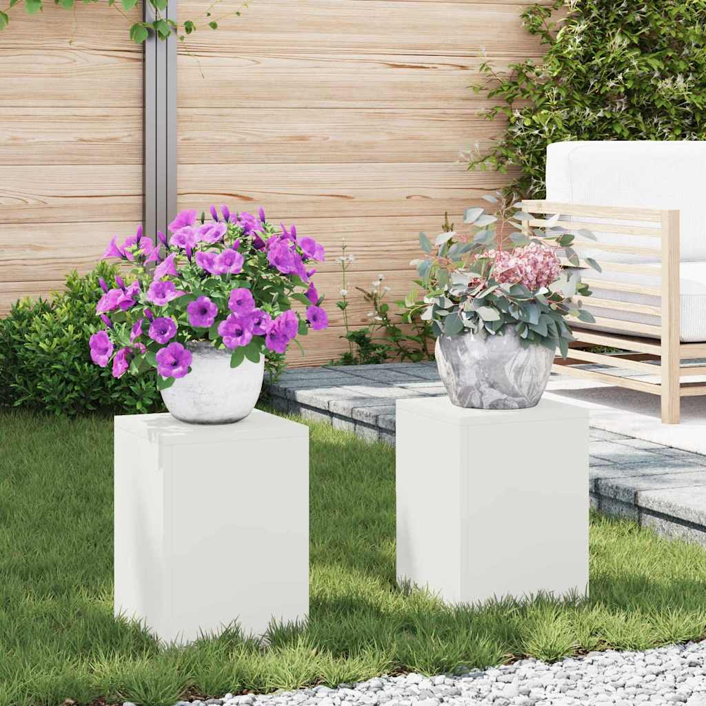 Plant Stand 30 x 30 x 40 cm Steel White 2x (24 x 24 x 35 cm)