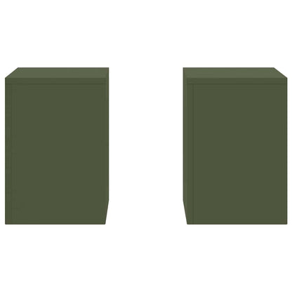 Plant Stand 2 pcs 30 x 30 x 40 cm Steel Olive Green 2x (24 x 24 x 35 cm)