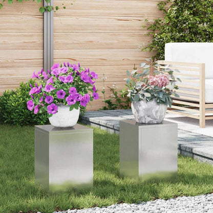 Plant Stand Silver 30 x 30 x 40 cm Steel Stainless Steel 2x (24 x 24 x 35 cm)