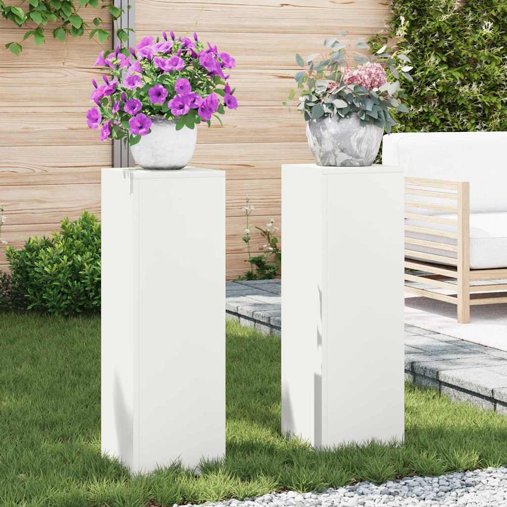 Plant Stand 30 x 30 x 40 cm Steel White 2x (24 x 24 x 75 cm)