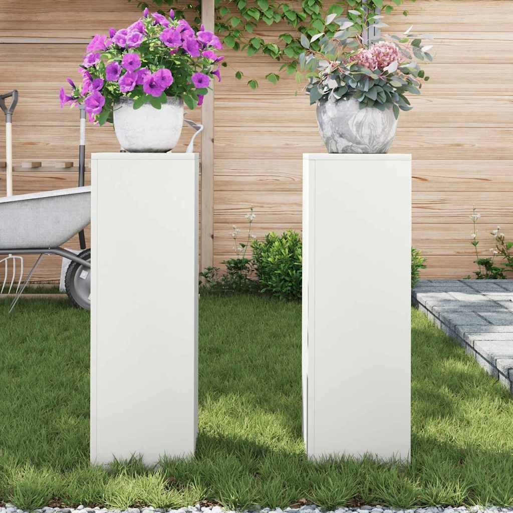 Plant Stand 30 x 30 x 40 cm Steel White 2x (24 x 24 x 75 cm)