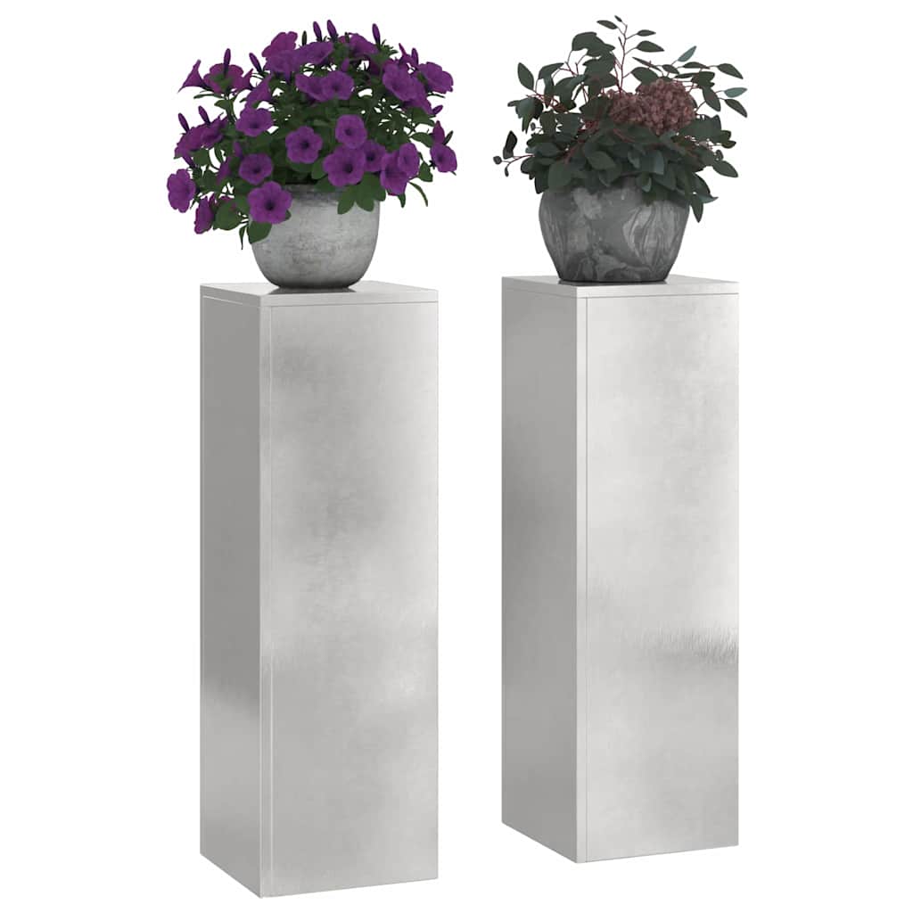 Plant Stand Silver 30 x 30 x 40 cm Steel Stainless Steel 2x (24 x 24 x 75 cm)