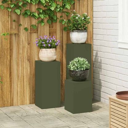 Plant Stand 2 pcs 30 x 30 x 40 cm Steel Olive Green 3x (24 x 24 x 35/55/75 cm)