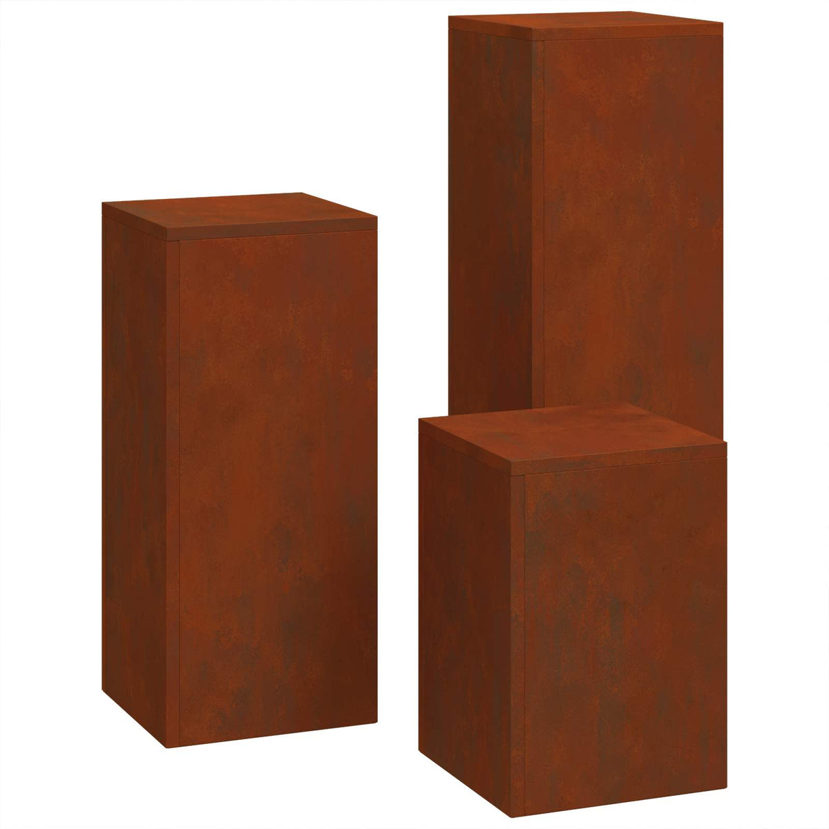 Plant Stand Rusty 30 x 30 x 40 cm Weathering Steel 3x (24 x 24 x 35/55/75 cm)