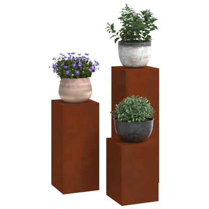 Plant Stand Rusty 30 x 30 x 40 cm Weathering Steel 3x (24 x 24 x 35/55/75 cm)