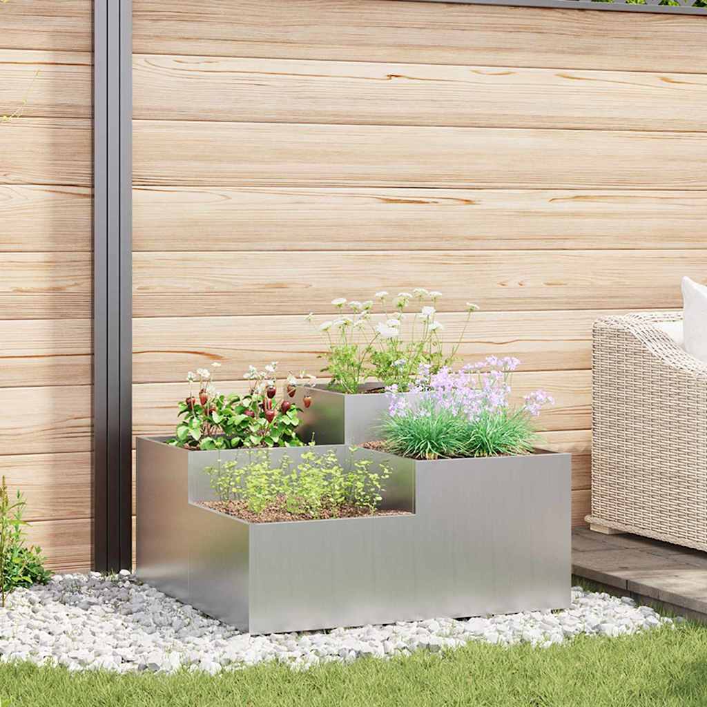 Garden Planter Steel Width 80 cm Galvanised steel 48 cm