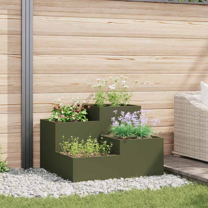 Garden Planter Steel Width 80 cm Olive green 60 cm