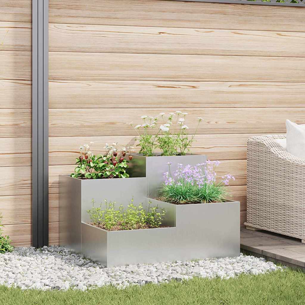 Garden Planter Steel Width 80 cm Galvanised steel 60 cm