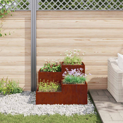 Garden Planter Steel Width 80 cm Weathering steel 60 cm