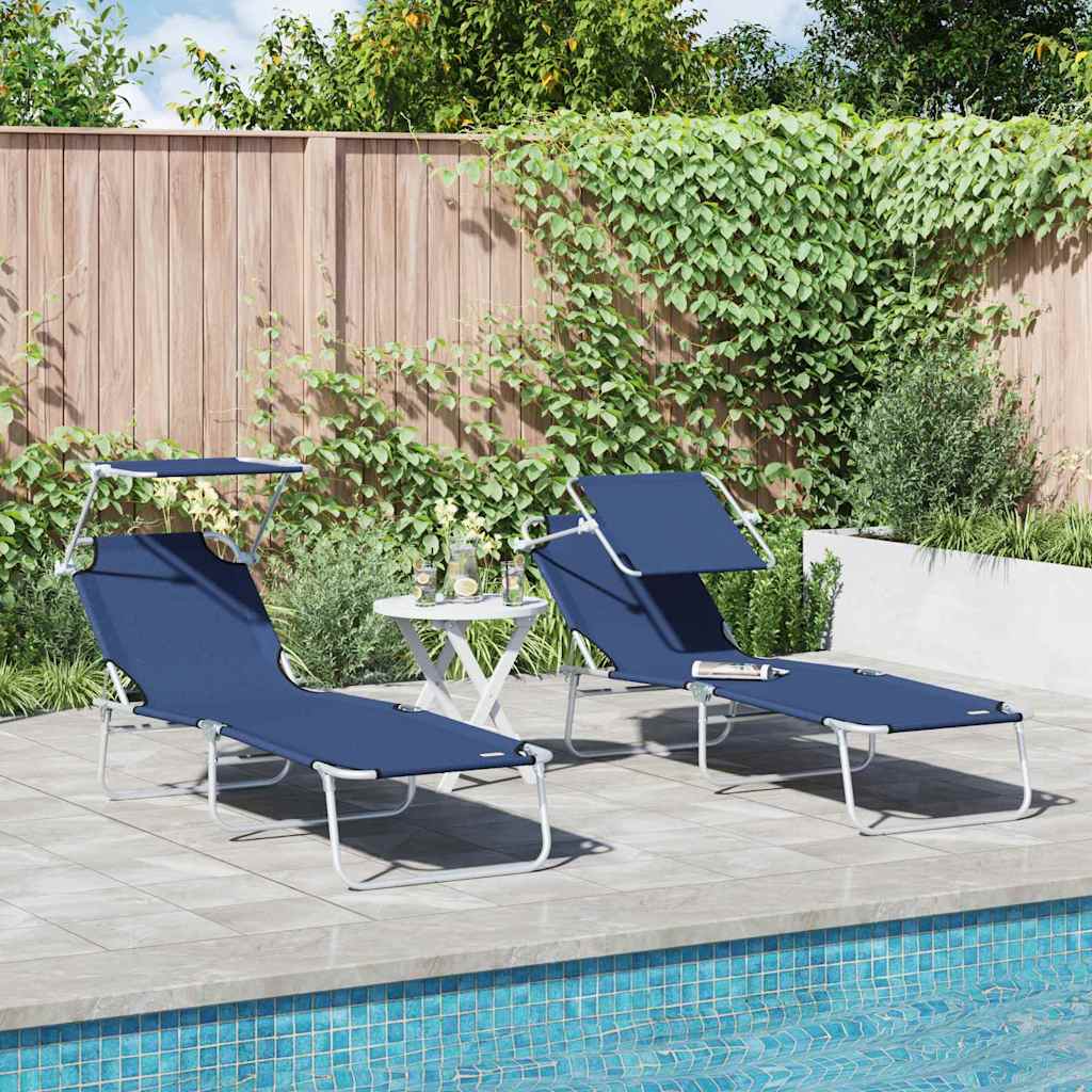 Sun Lounger Polyester Blue 2