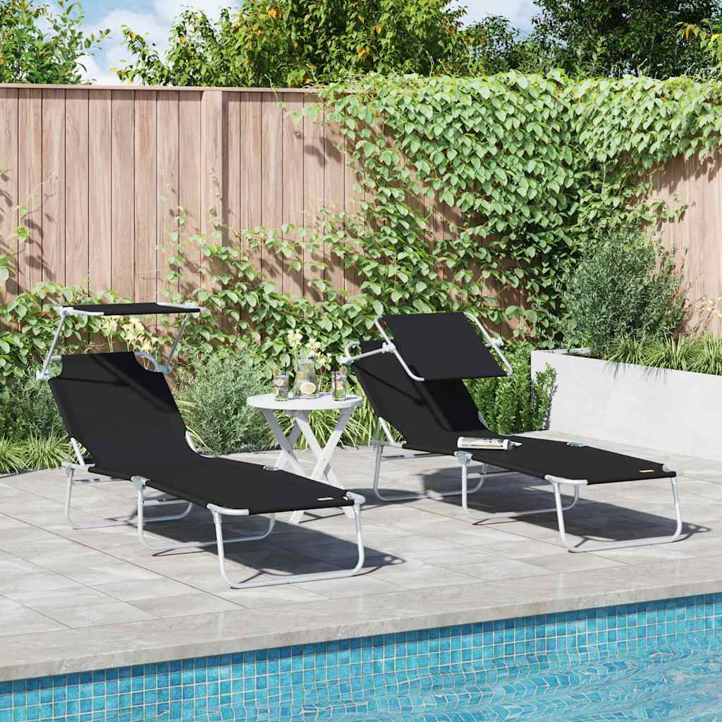 Sun Lounger Polyester Black 2