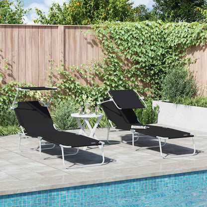 Sun Lounger Polyester Black 2