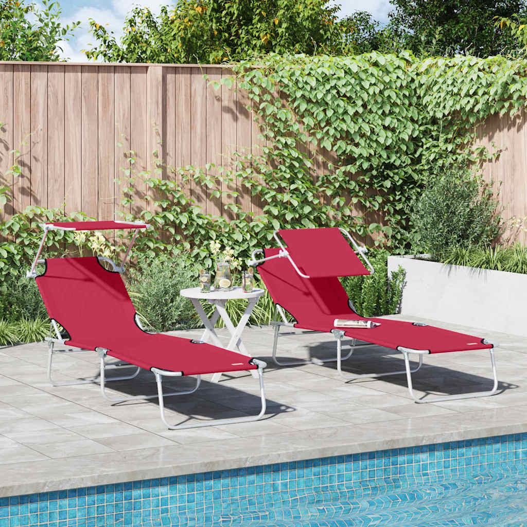 Sun Lounger Polyester Red 2