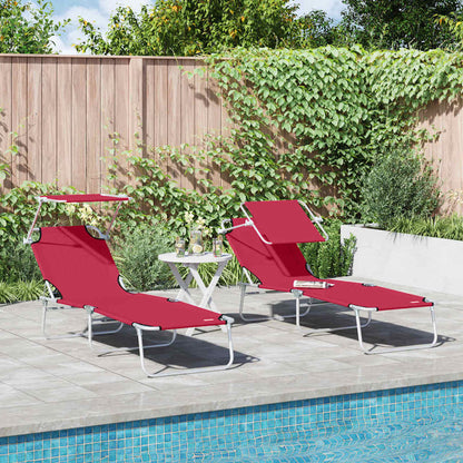 Sun Lounger Polyester Red 2