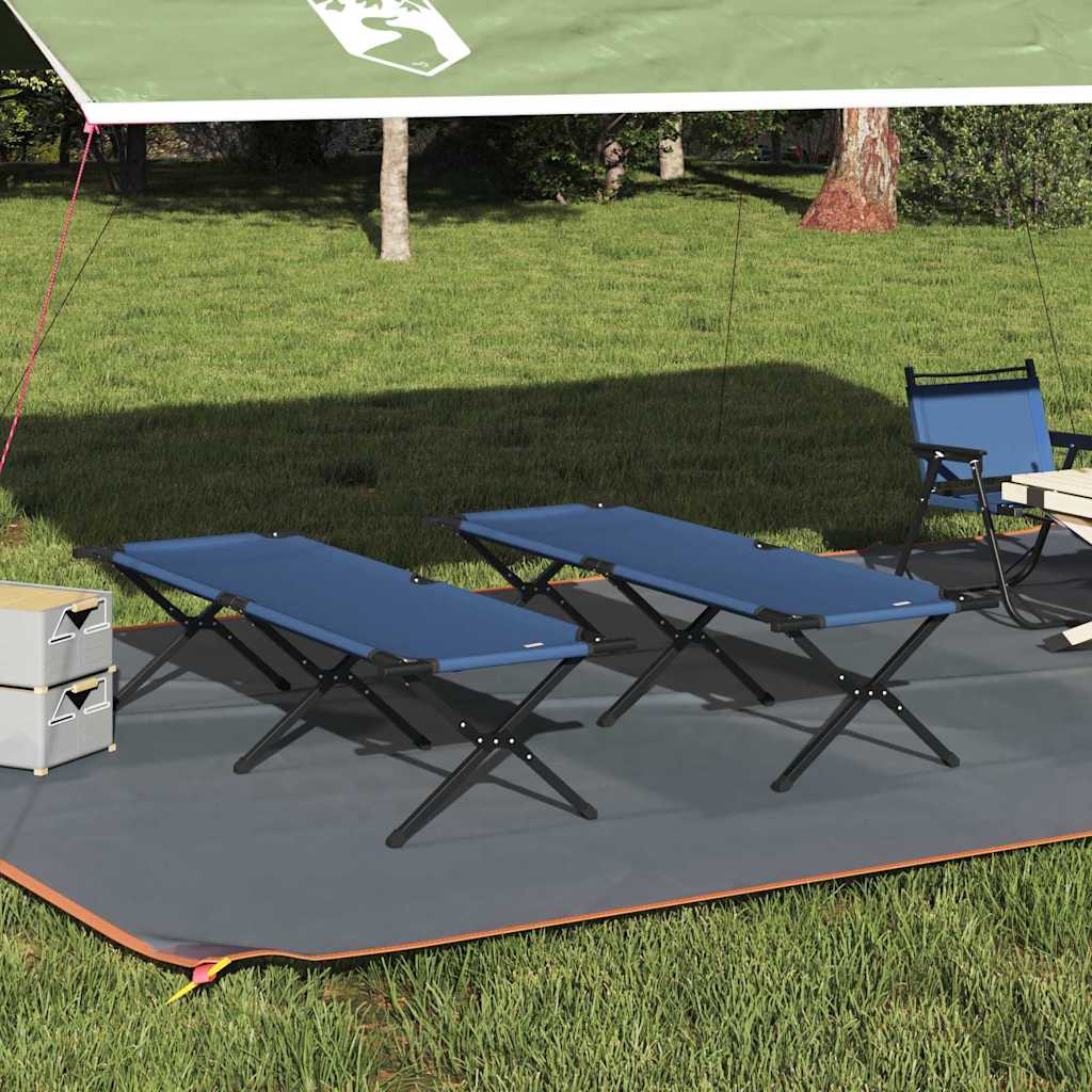 Folding Camping Bed 193 x 69 x 45 cm Oxford fabric 2 pcs Blue