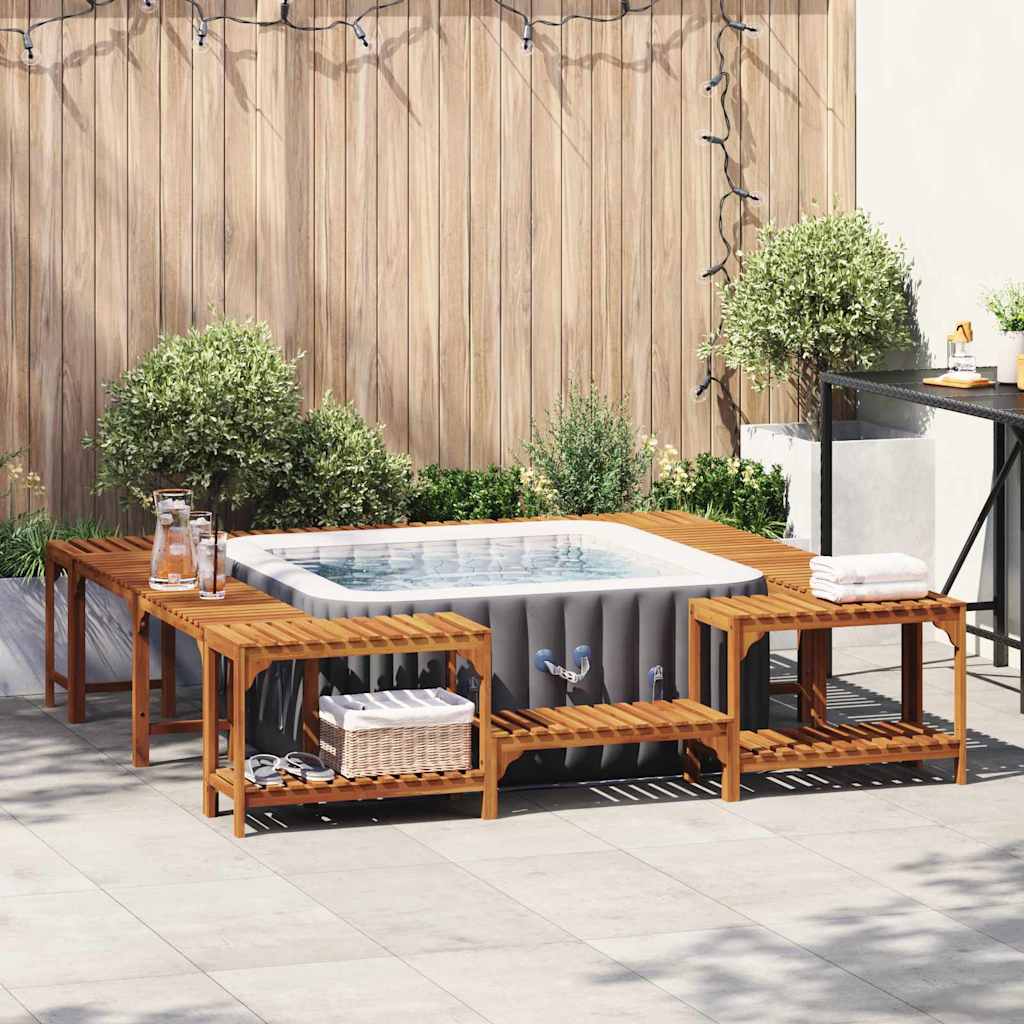 Hot Tub Surround Solid Acacia Wood Brown 230 cm 230 cm