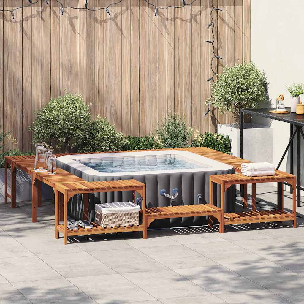 Hot Tub Surround Solid Acacia Wood Brown 255 cm 255 cm
