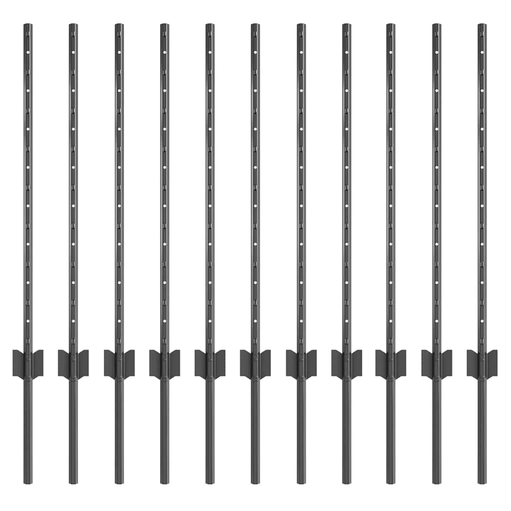 Embedded Fence Post Grey Powder-Coated Steel Steel/grey 120 cm 11