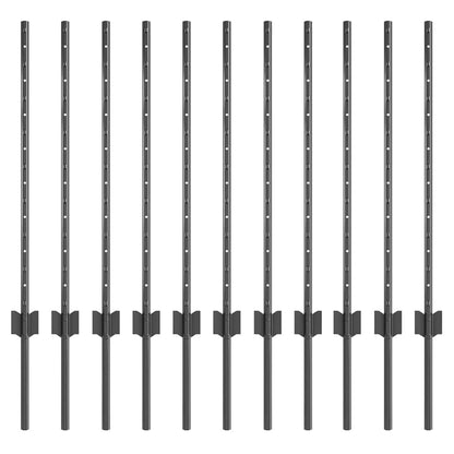 Embedded Fence Post Grey Powder-Coated Steel Steel/grey 120 cm 11