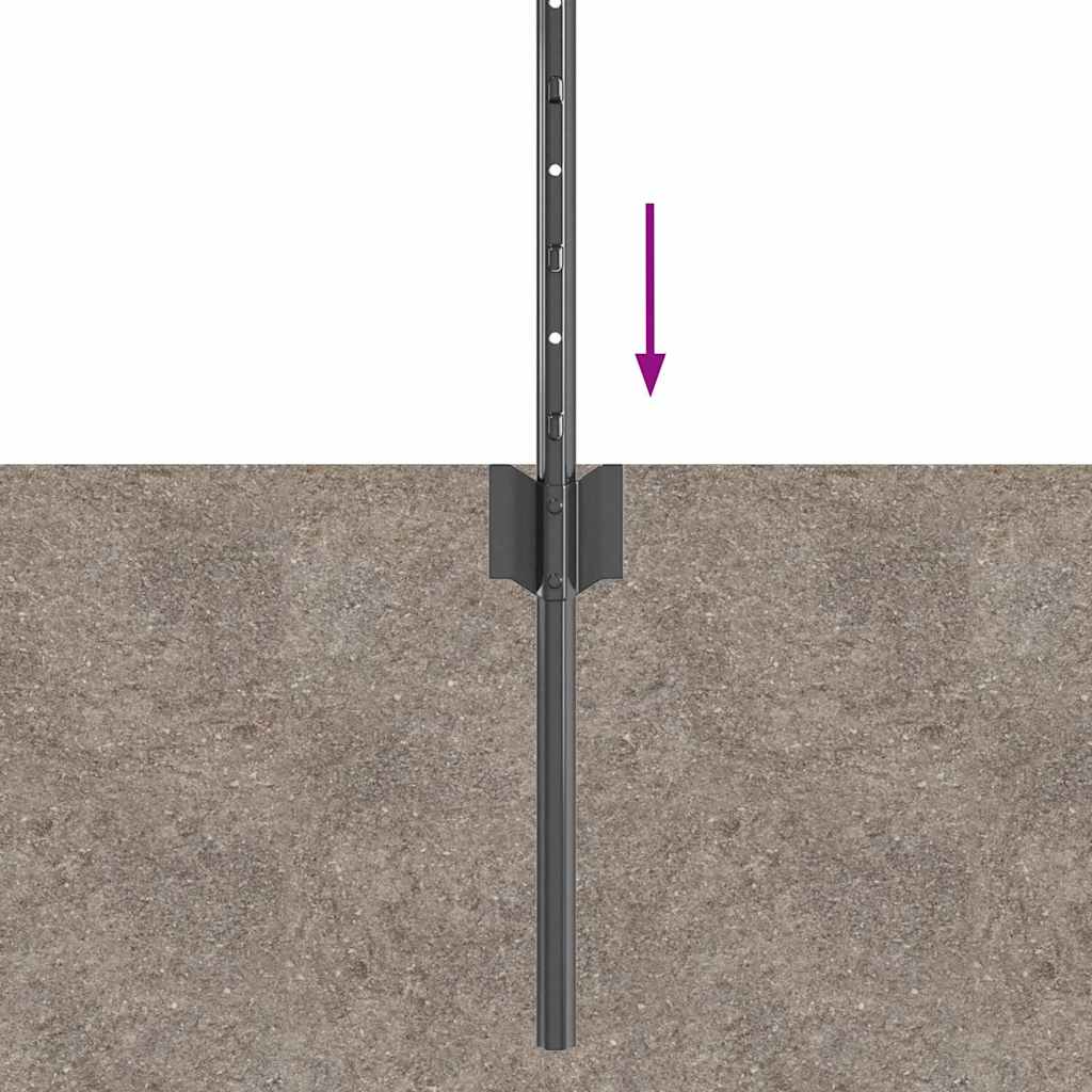 Embedded Fence Post Grey Powder-Coated Steel Steel/grey 120 cm 11