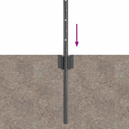 Embedded Fence Post Grey Powder-Coated Steel Steel/grey 120 cm 11