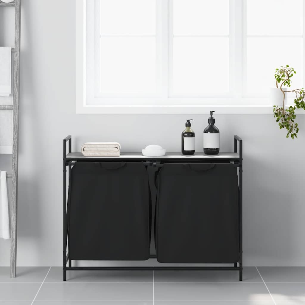 Laundry Basket 1 Compartment with Shelf Grey sonoma