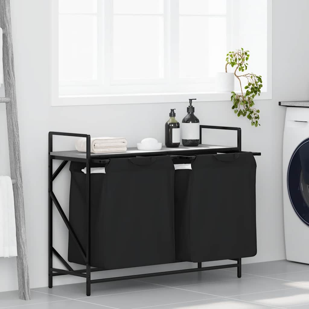 Laundry Basket 1 Compartment with Shelf Grey sonoma
