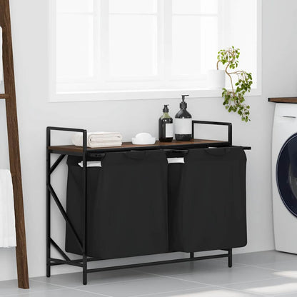 Laundry Basket 1 Compartment with Shelf Brown oak