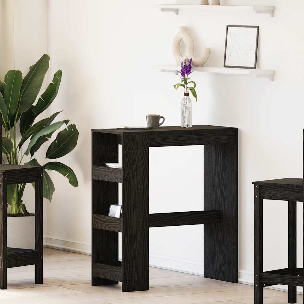 Bar Table with Racks 90x40x103,5 cm Engineered Wood Black oak