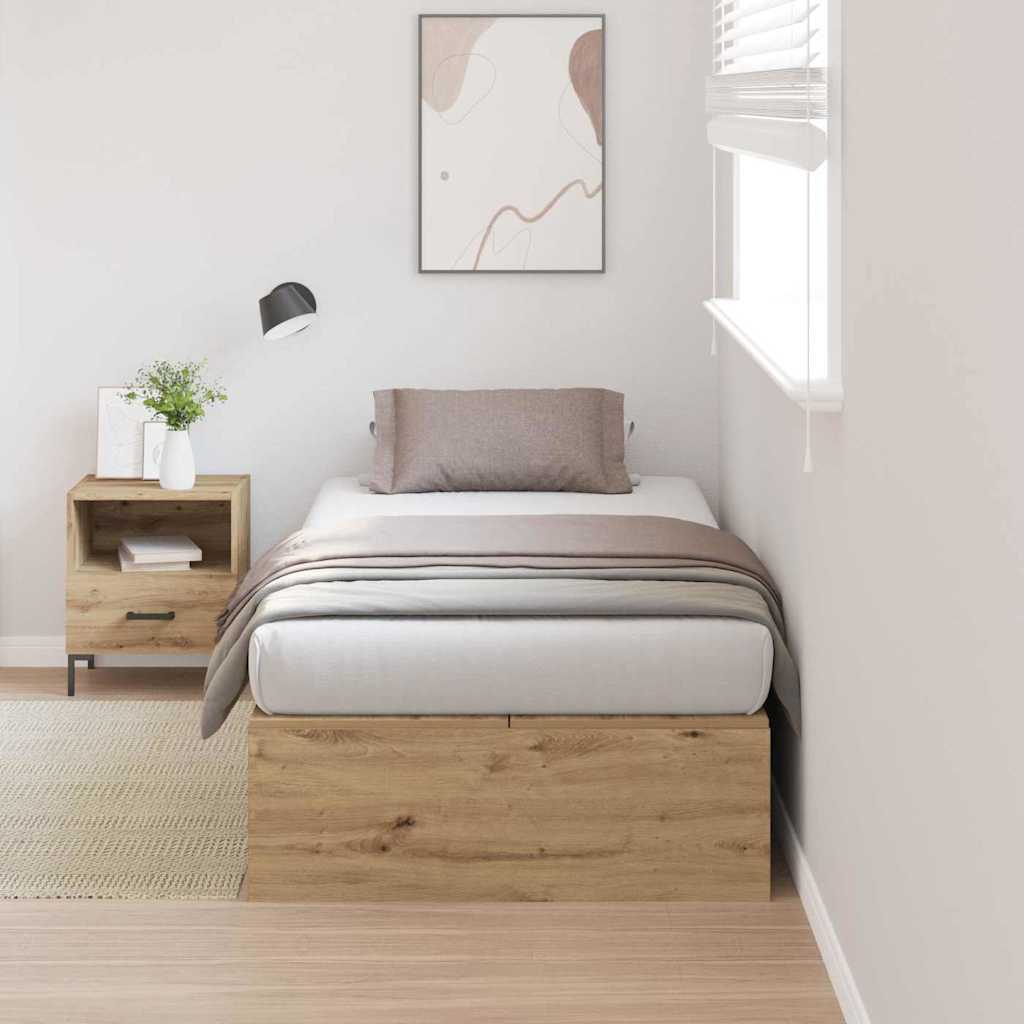 vidaXL Storage Bed Frame Artisan Oak 100 x 200 cm Engineered Wood 1
