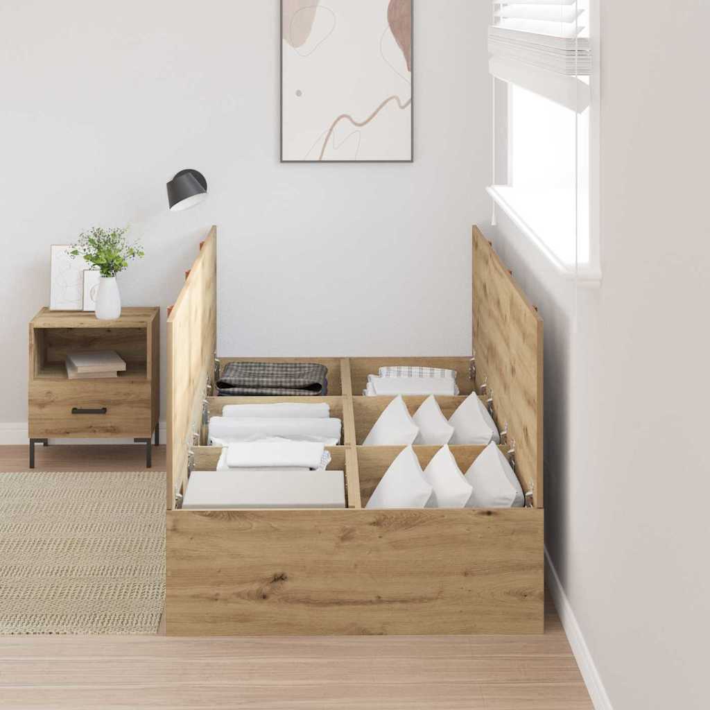 vidaXL Storage Bed Frame Artisan Oak 100 x 200 cm Engineered Wood 3
