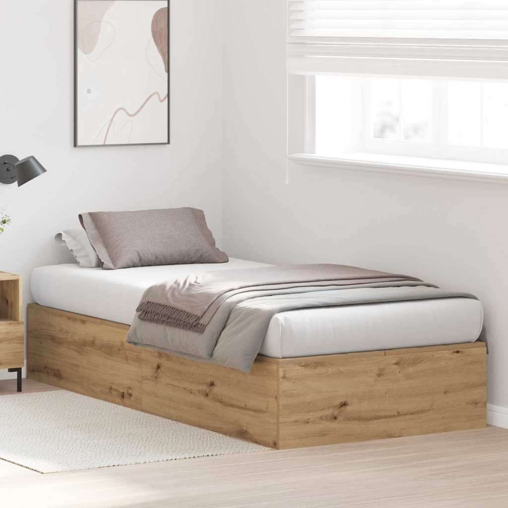 vidaXL Storage Bed Frame Artisan Oak 100 x 200 cm Engineered Wood 4