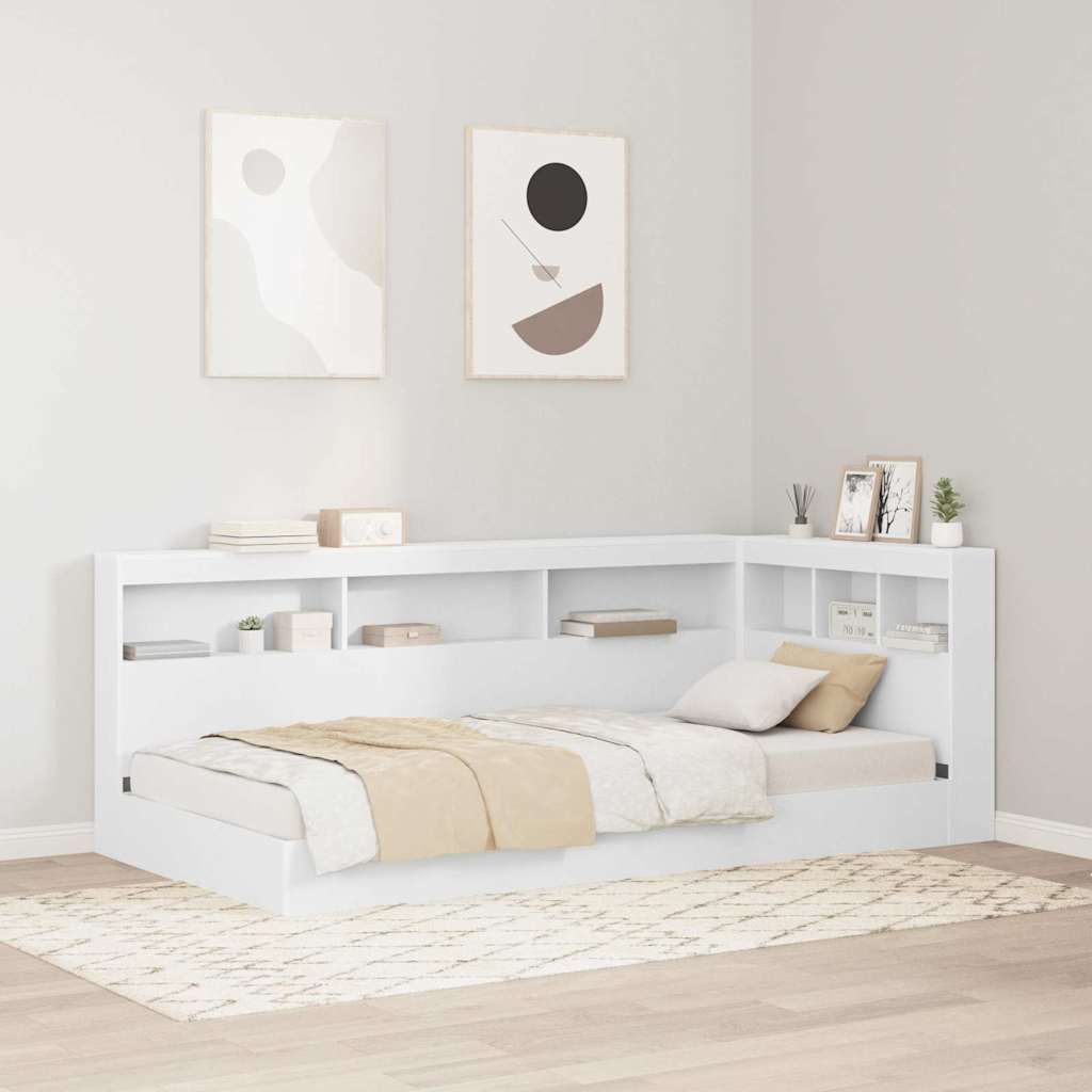 Storage Headboard Engineered Wood Length 190 cm Width 75 cm White