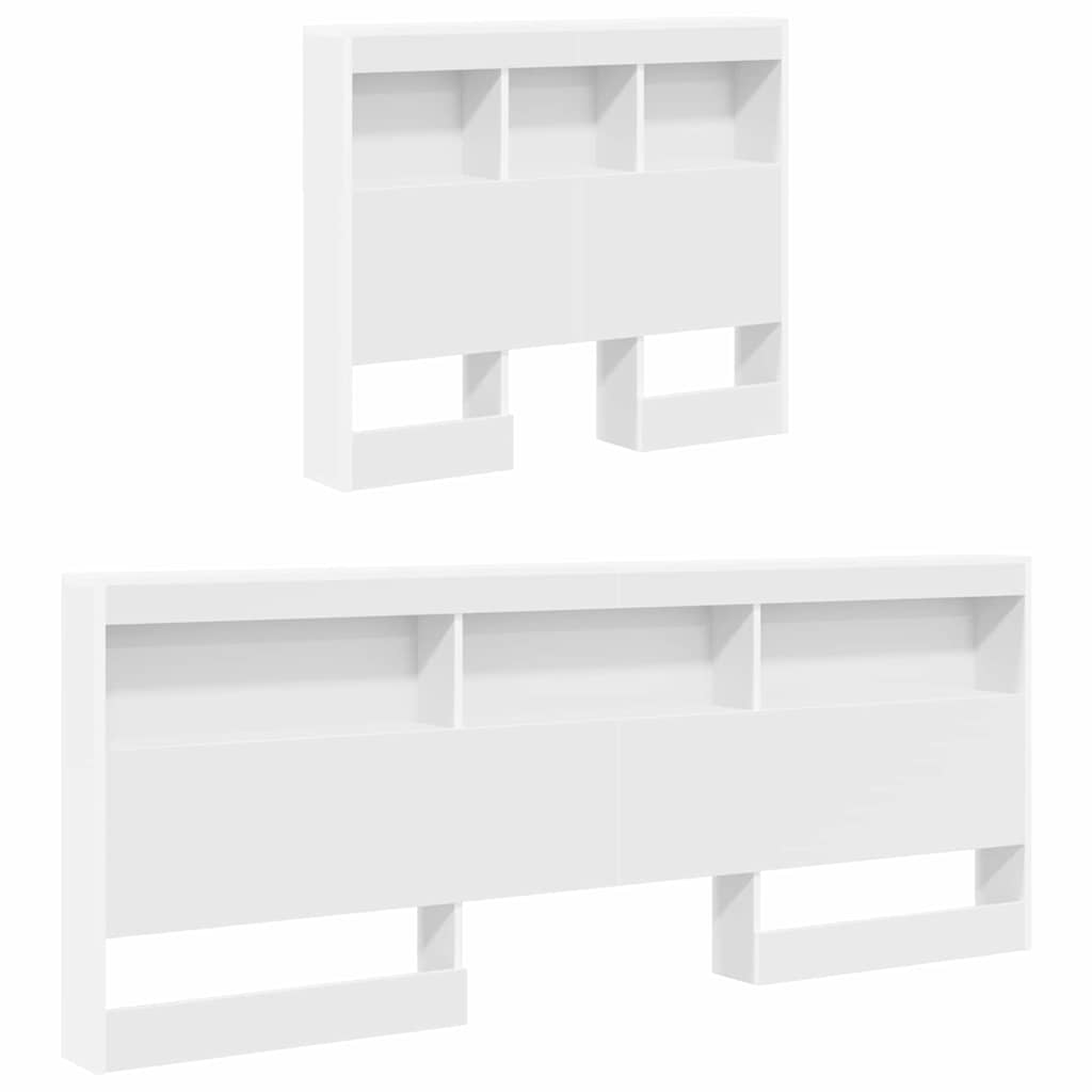 Storage Headboard Engineered Wood Length 190 cm Width 75 cm White