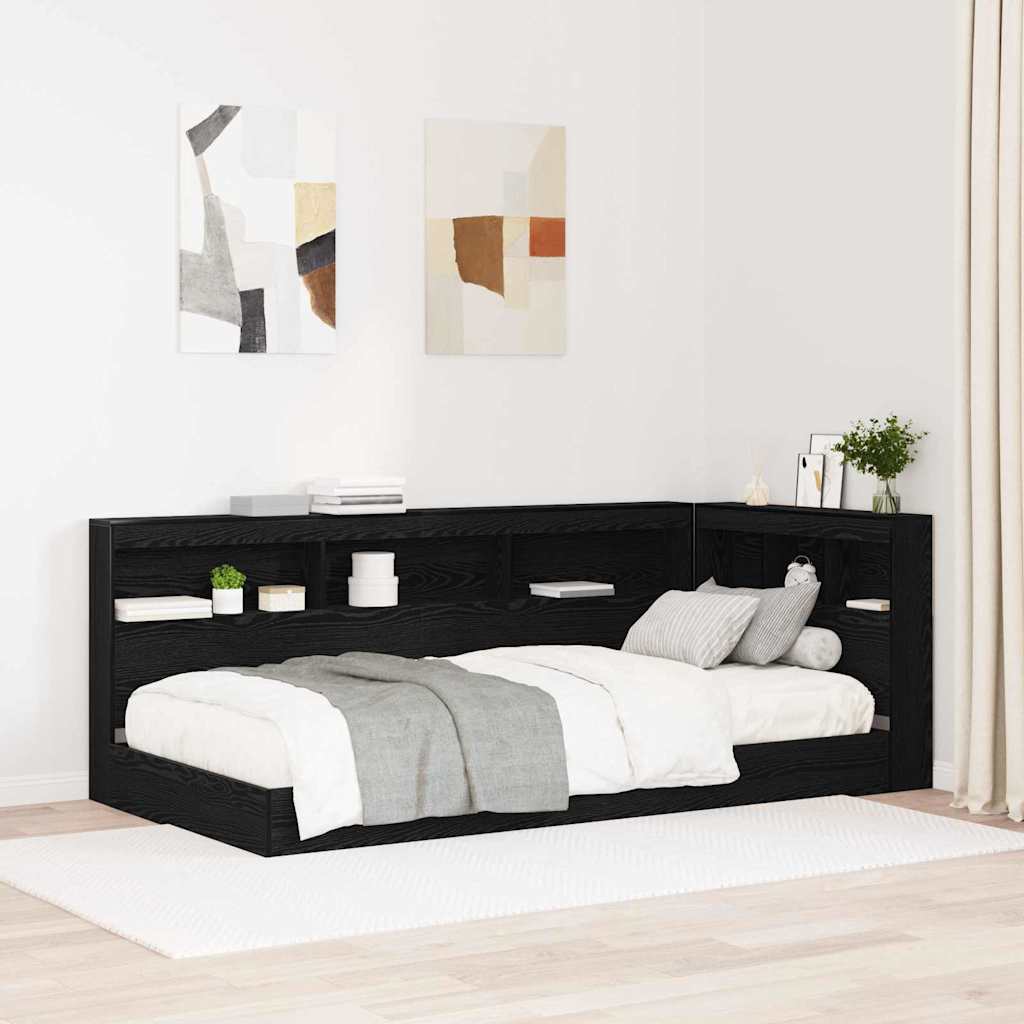 Storage Headboard Engineered Wood Length 190 cm Width 75 cm Black oak