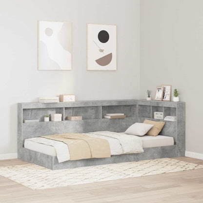 Storage Headboard Engineered Wood Length 190 cm Width 75 cm Concrete grey