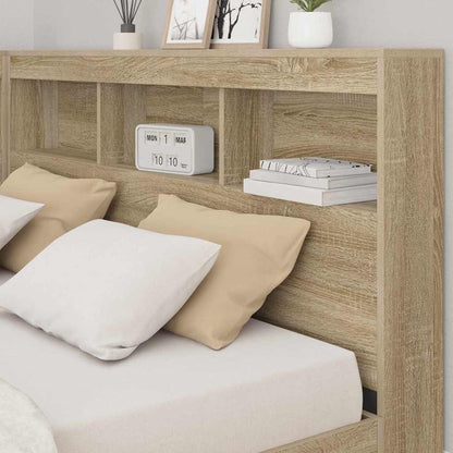 Storage Headboard Engineered Wood Length 190 cm Width 135 cm Sonoma oak