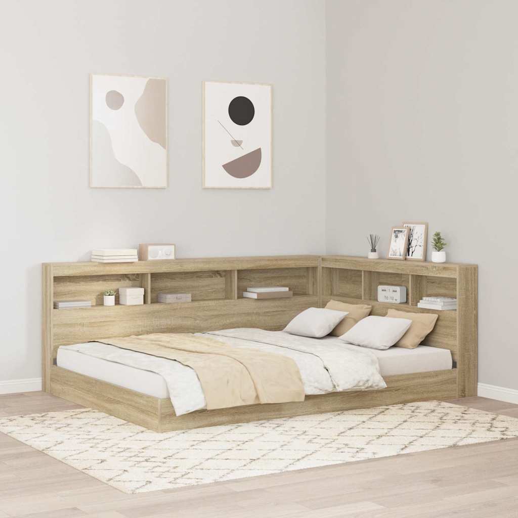 Storage Headboard Engineered Wood Length 190 cm Width 135 cm Sonoma oak