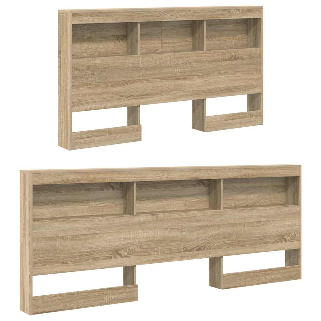 Storage Headboard Engineered Wood Length 190 cm Width 135 cm Sonoma oak