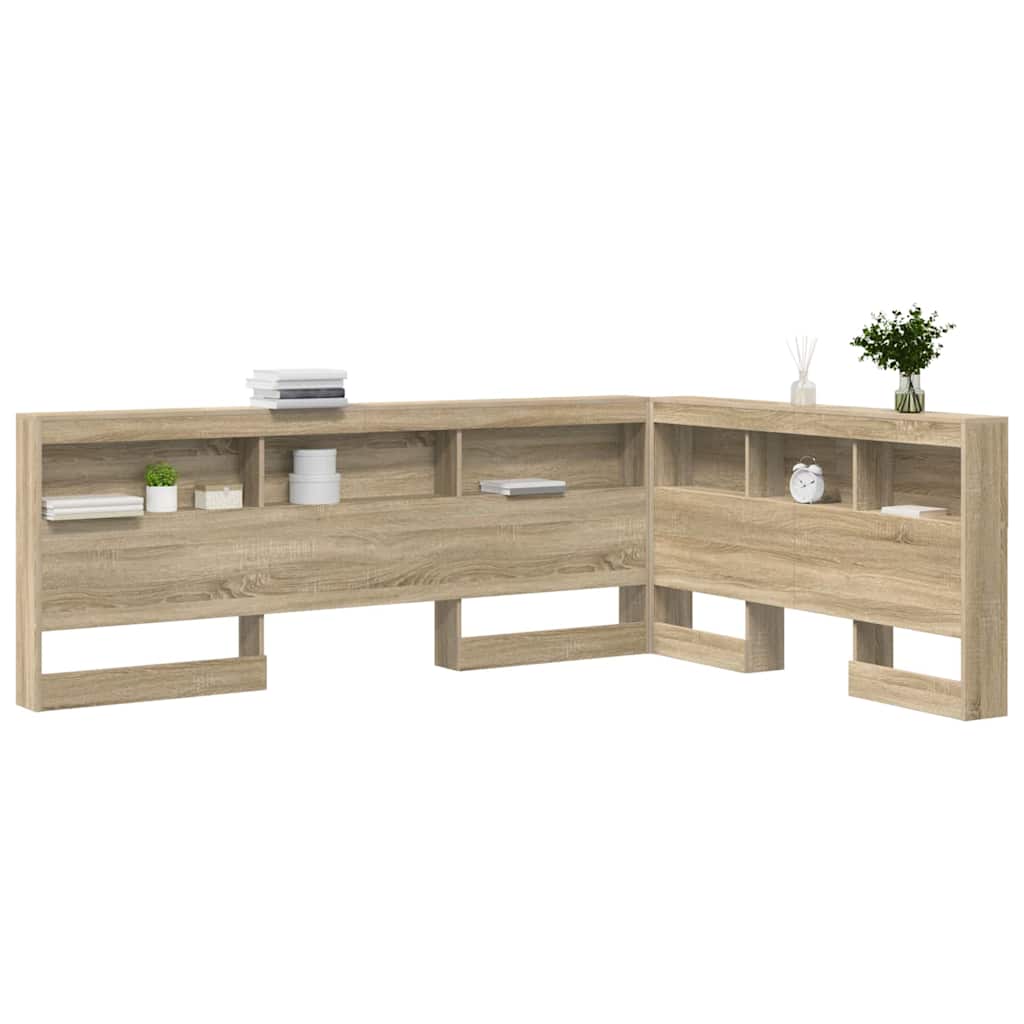 Storage Headboard Engineered Wood Length 190 cm Width 135 cm Sonoma oak