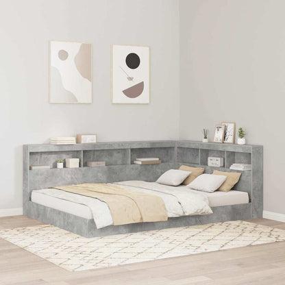 Storage Headboard Engineered Wood Length 190 cm Width 135 cm Concrete grey